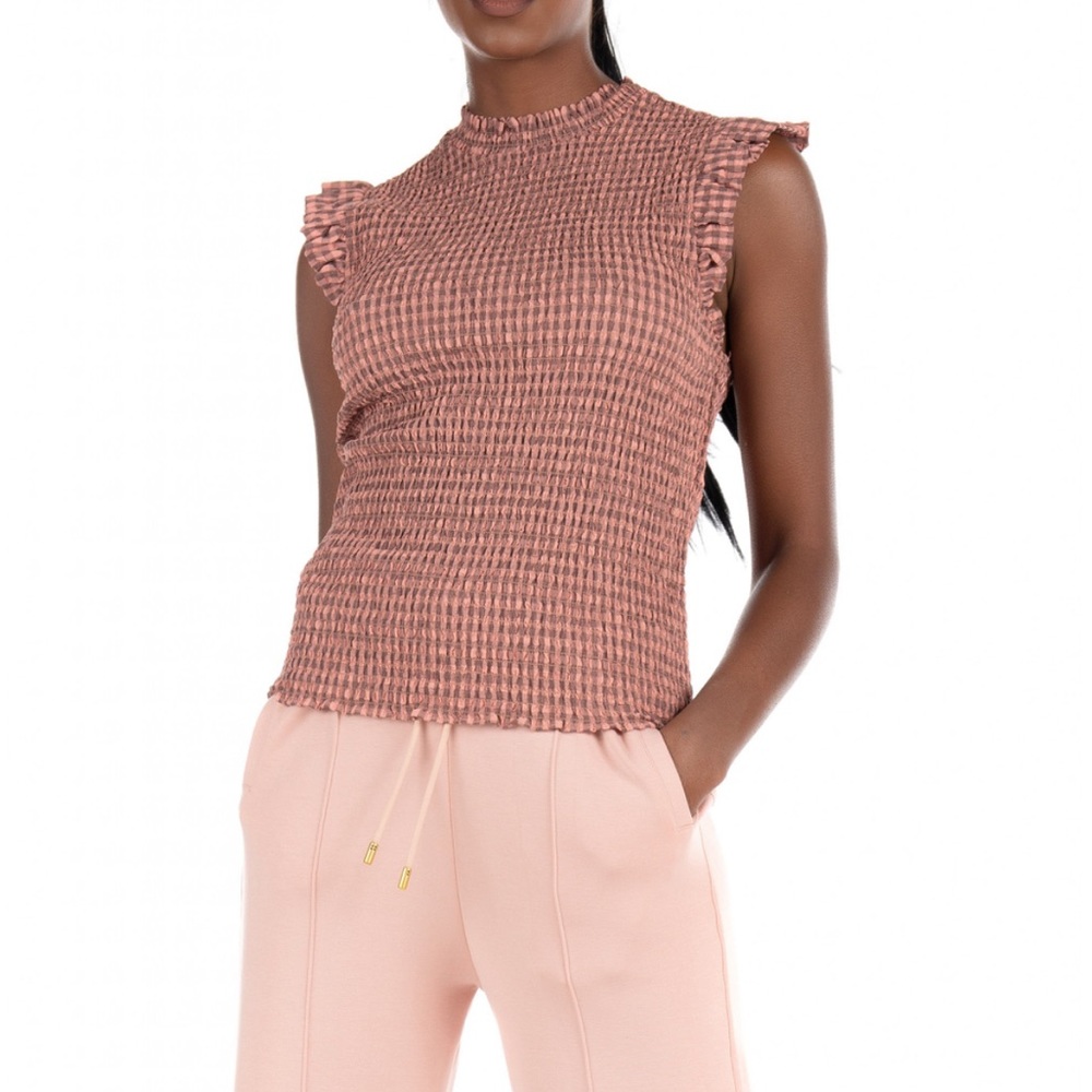 Scotch & Soda Mauve Pink Smocked Sleeveless Top